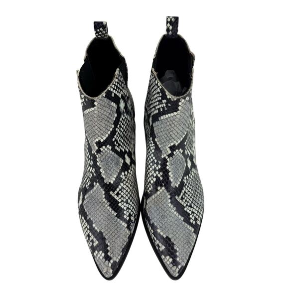MARC FISHER VIVICA LEATHER POINTED TOE ANKLE BOOTS IN SNAKE PRINT NWOB SIZE 8.5M - Picture 1 of 13